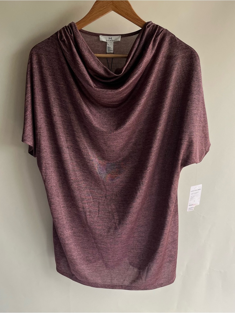 Halston Metallic Pink Blouse New NWT Sz Sm Short Sleeve